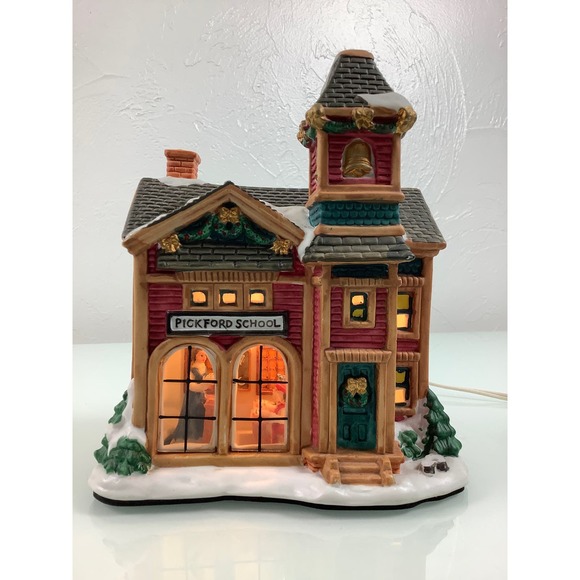Vintage Trim A Home Pickford School lighted village porcelain * - Picture 11 of 11